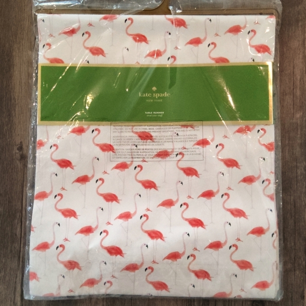 Kate Spade Strut Your Stuff Pink Flamingo Table Runner 15” X 72” Summer NEW